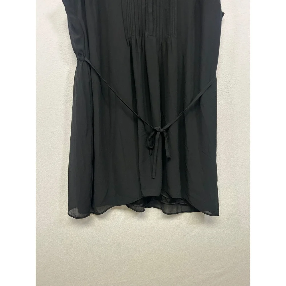 Dark Academia H&M Womens XXL Black‎ Pleated V-Neck Flutter Sleeve Tunic Dress